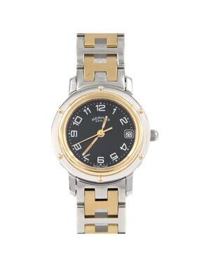 Hermes Clipper Ssxgp Quartz Bracelet Black Arabic